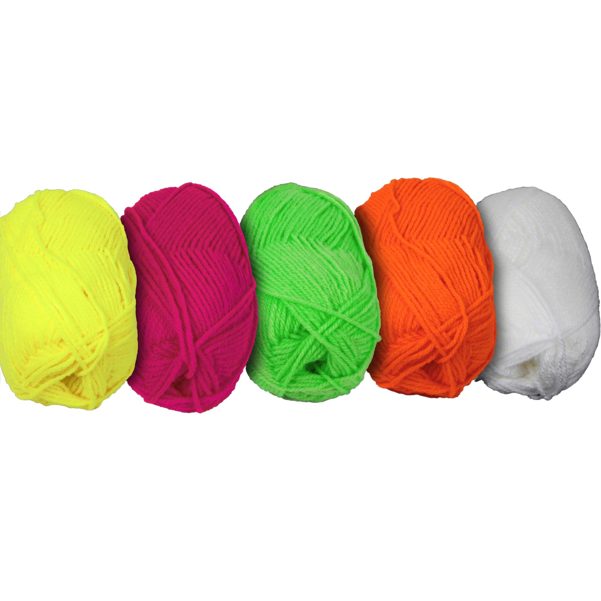 UV FLOOR - Set of 5 Neon Wool Balls - Special Black Light - 5 Bright Colours - Neon Accessories - String Art