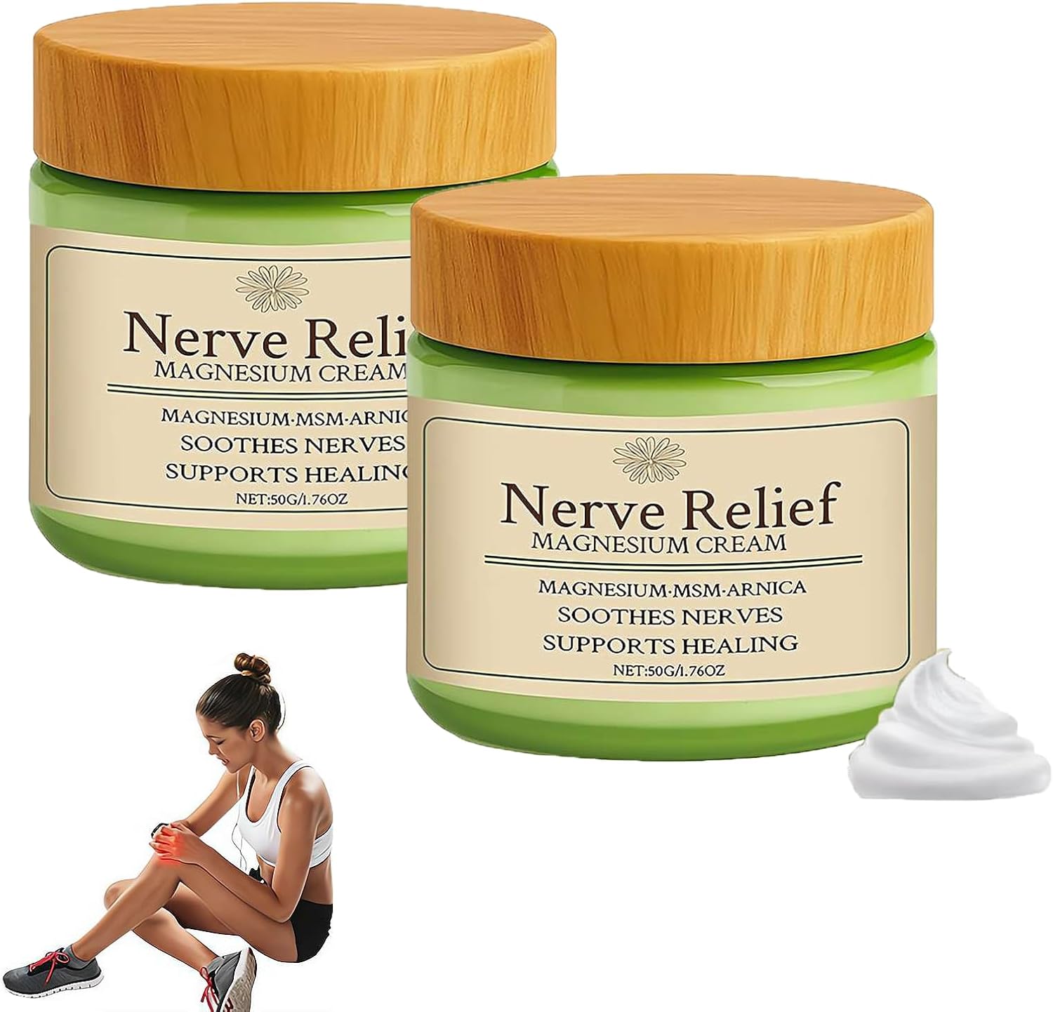 Total Relief Magnesium Cream for Nerve Relief with MSM & Arnica — Soothing Topical Support for Neuropathy & Muscle Relaxation — 2 Pack Value Set (3.52oz Total)