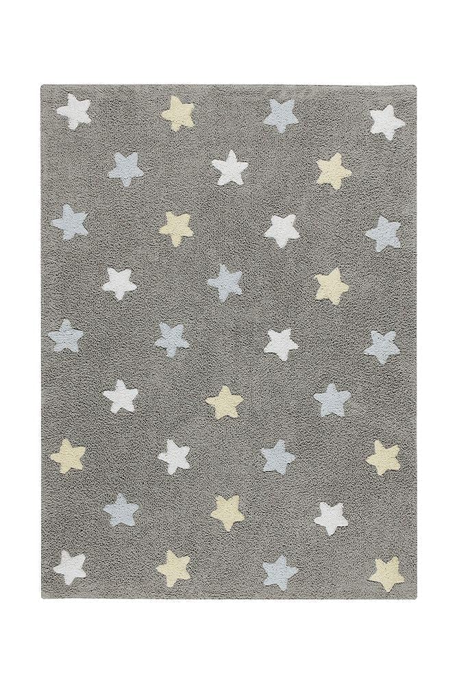 Lorena Canals Tricolour Stars Washable Rug (Grey/Blue)
