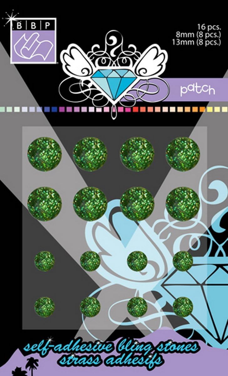 Adhesive Bling Stones 8 Ea. 8 & 13mm: Patch Green