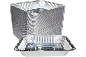 Packpact 100pcs Heavy-Weight 13x10x3 Disposable Aluminum Foil Pans, Without Lid, Half Size Deep Steam Table Bakeware, Value P
