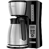 BLACK+DECKER Thermal Carafe Programmable Coffeemaker, 12-Cup Coffee Machine, Stainless Steel