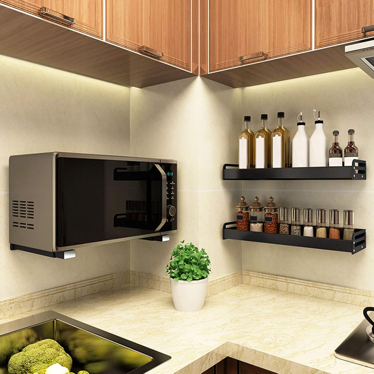 304 Stainless Steel Sturdy Microwave Shelf Bracket Wall