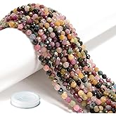 AD Beads Natural Gemstone Diamond-Cut Micro-Faceted Round Tiny 4mm Small Round for DIY Necklace Jewelry Making Beads (Multi Color Tourmaline)