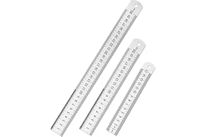 DTDNZKN Stainless Steel Ruler, 6 inch, 8 inch and 12 inch, Precision Machined Metal Ruler with Etched Markings - Inch & Metri