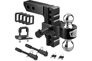 Kohree 6" Adjustable Trailer Hitch Fit 2 Inch Receiver, Dual Solid Ball 2" and 2-5/16"(12,500 LBS GTW), Drop & Rise Heavy Duty Aluminum Tow Hitch with 4 Silencer Pads & 2 Locking Hitch Pin, Black
