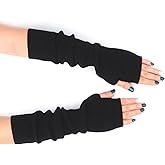 F Flammi Cashmere Blended Arm Warmer for Women Winter Fingerless Gloves Knit Mitten Gloves Wrist Warmer with Thumb Hole