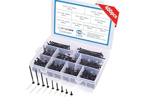 GVAKMM 400-Pcs Drywall Screw,9 Sizes(5/8 to 3 Inch) Wood Screw Assortment,Quality Black Screw Set,Sharp Point Self Tapping Wood Screws,for Sheetrock,Cabinet,Furniture