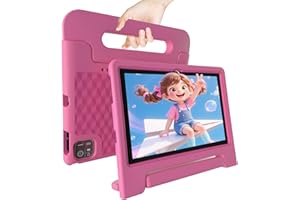 NRKDUBQ 2025 Latest 10.1 inch Kids Tablet Android 15 Tablets for Kids with EVA Protective Case 8GB RAM 64GB Storage Toddler Tablet, Parental Controls, 12-hr Battery, WiFi, GPS, Pink
