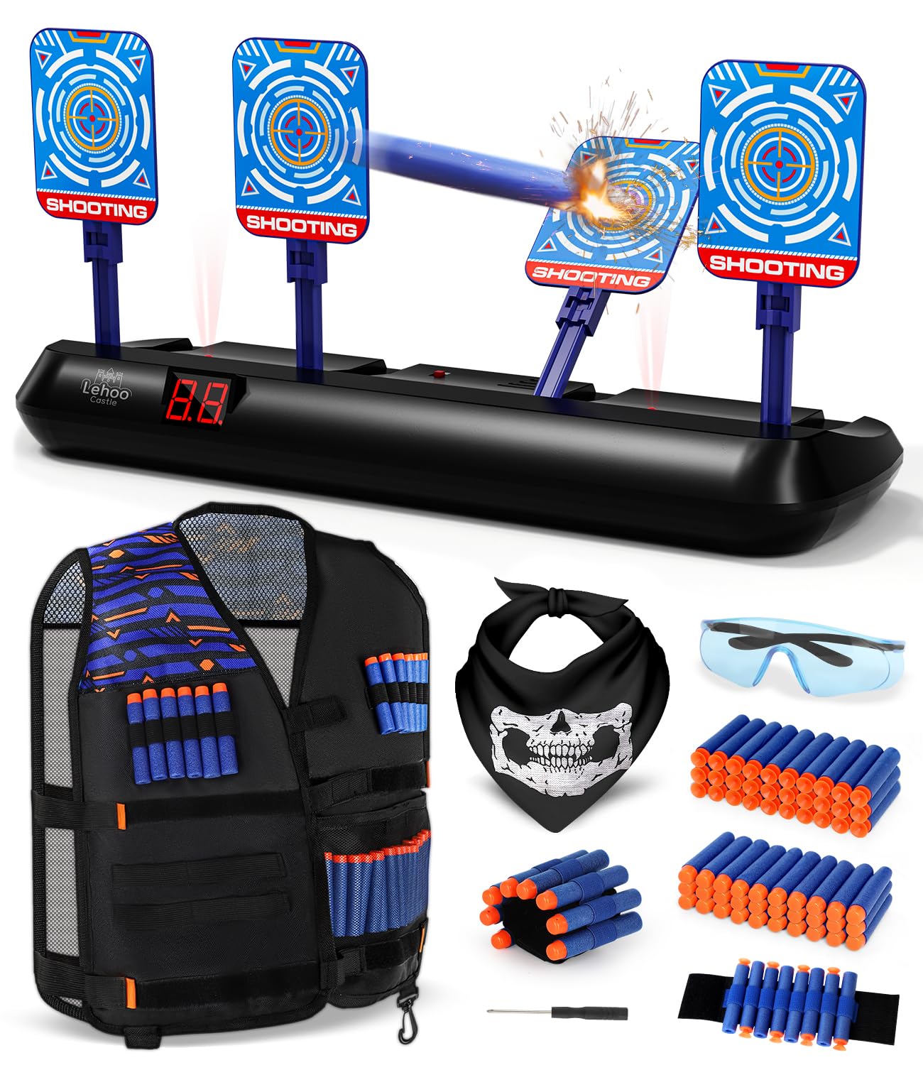 Photo 1 of Lehoo Castle Shooting Targets for Nerf Guns, Nerf Targets Vest for Shooting Practice Electronics Shooting Games for Kids, Gift for 3-13 Year Old Boys Girls