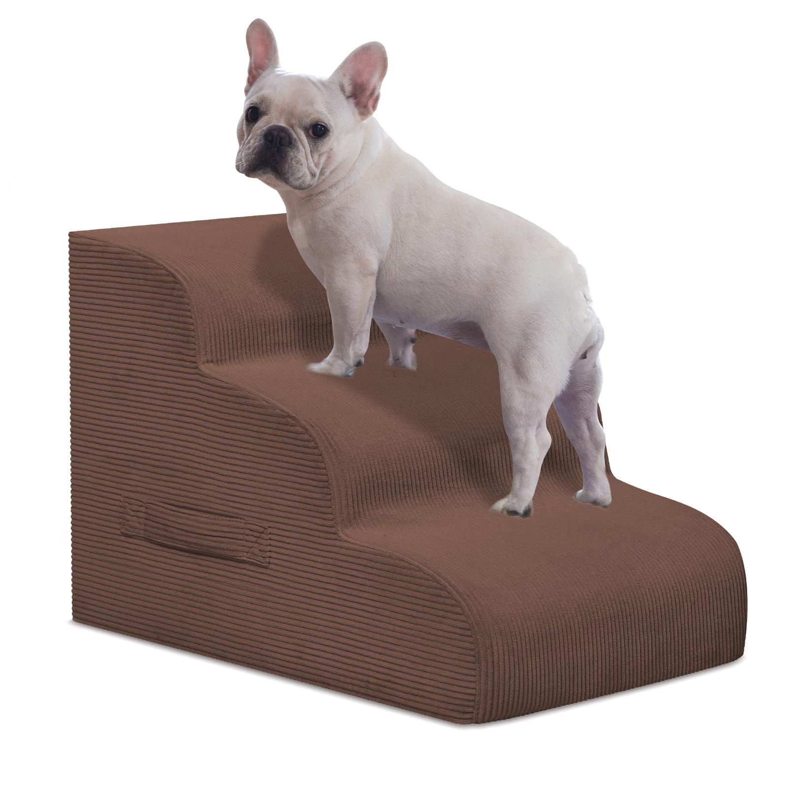 Photo 1 of Mesa Lemon Dog Steps for Small Dogs, 3-Step Pet Ramp Stairs for High Beds and Sofa, Non-Slip Pet Stairs for Small Dogs and Cats, Removable and Easy to Clean Cover, Coffee