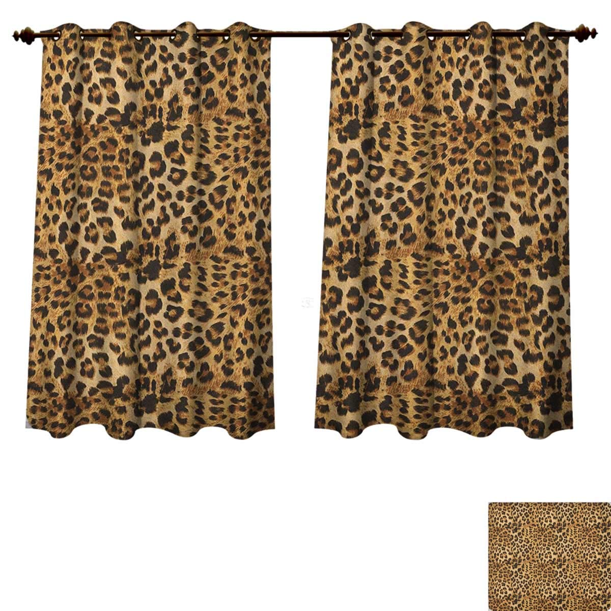Brown Blackout Thermal Curtain Panel Leopard Print Animal Skin