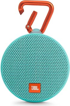 JBL Clip 2 Wasserdichter Tragbarer Wiederaufladbarer Lautsprecher mit IPX7 Wasserschutz, Aux-Konnektivität und Integrierter F