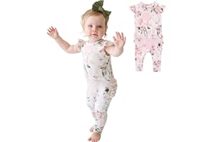 Posh Peanut Baby Girl Pajamas – Ruffled Cap Sleeve Romper PJs – Soft Viscose from Bamboo One-Piece for Babies & Toddlers