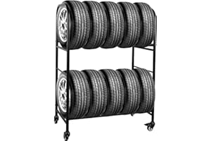 ExGizmo Rolling Tire Rack,56x44x20inch Metal Tire Storage Rack,Adjustable Pushable Tire Stand,200KG/440LBS Weight Capacity,Mo