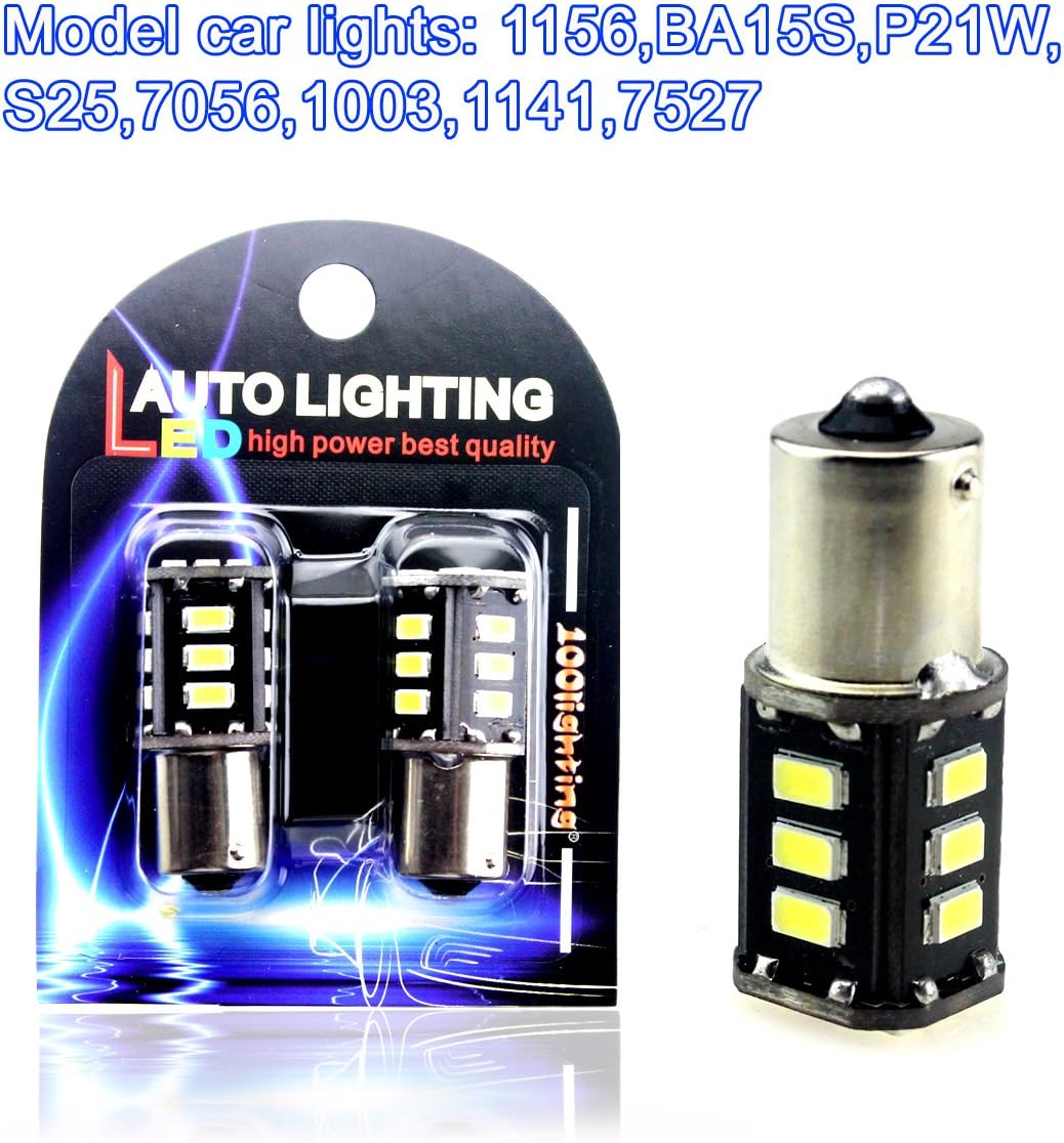 1156 7506 1003 1141 S25 BA15S R5W P21W R10W LED Bulbs 12V for Back Up Reverse Lights,Brake Lights,Tail Lights,RV lights White (pack of 2)