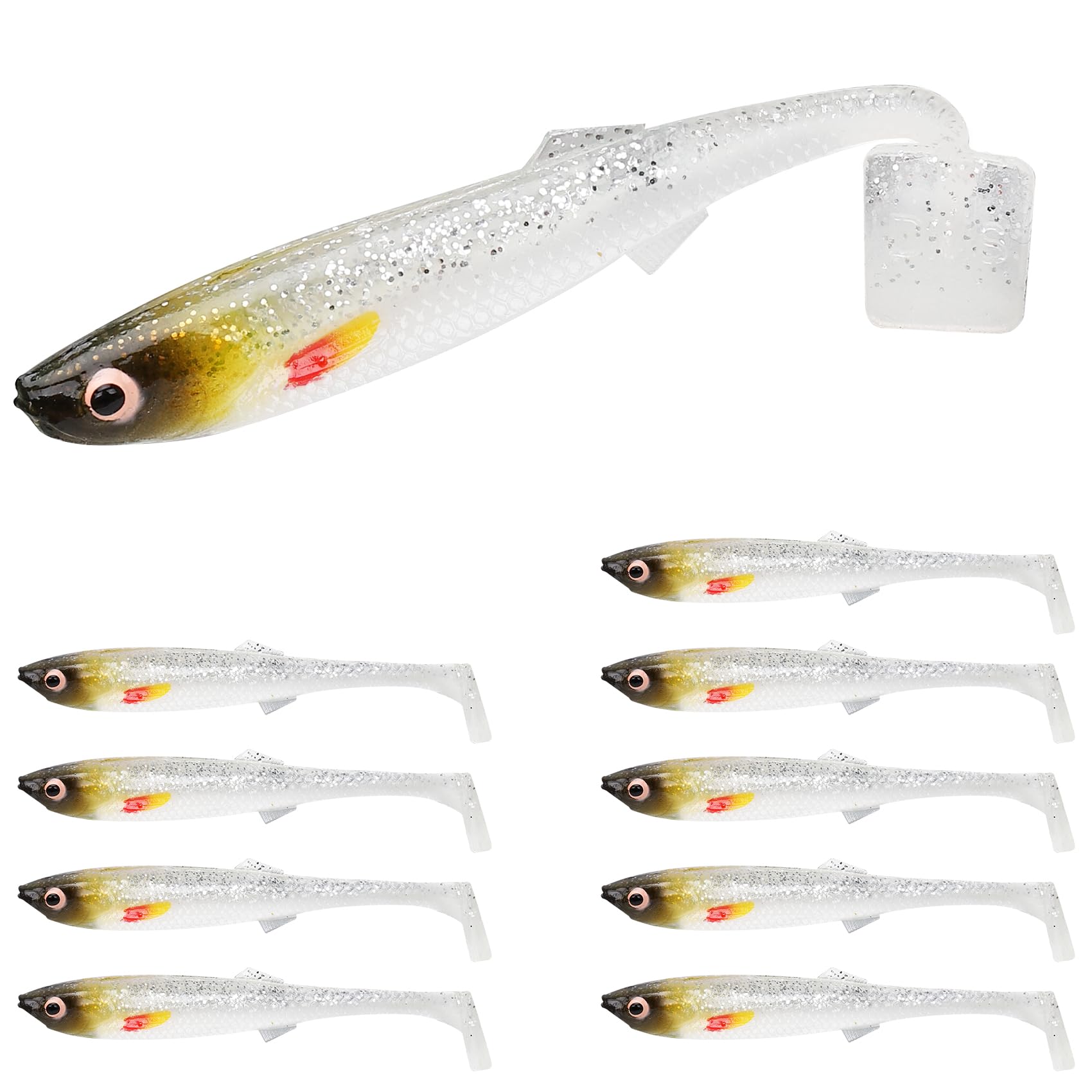 TRUSCEND Easy Catch Pre-Rigged Squid Lures, Unique Vibrating Swim Action and Trembly Sinking Move for More Bites, Amazing Swimbait for Family Fishing, Fishing Lures for Bass Trout Crappie Walleye