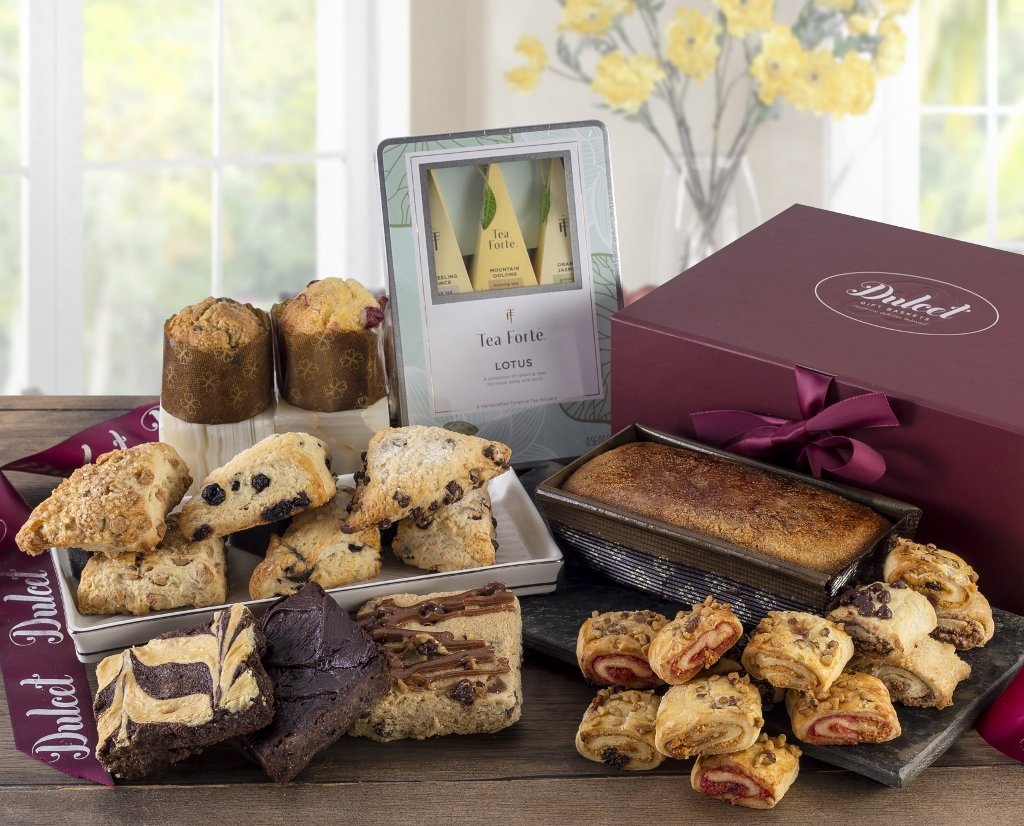 Dulcet 3 Tier Gift Basket Tower Includes Walnut Brownies