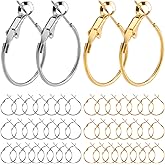 Joez Wonderful 48Pcs Hoop Earrings Finding, Hypoallergenic Alloy Round Earring Hoops for Jewelry Making, Open Beading DIY Earrings Craft Art Accessories (Gold+Silver, 30mm)