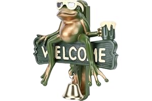 AUNMAS Decorative Door Bell, Resin Fun Frog Design Easy to Install Hand Painted Details Welcome Doorbell for Porch Garden Gat