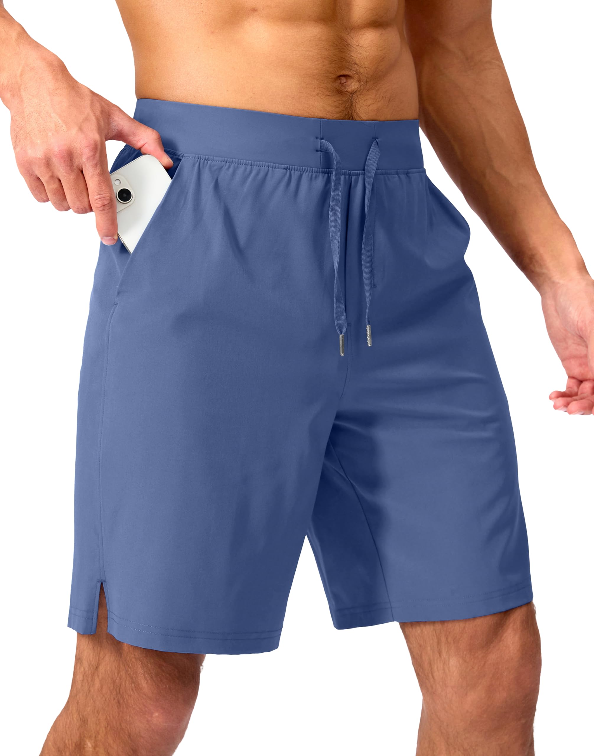 Photo 1 of **USED**Men's Running Shorts with Zipper Pockets 9 Inch Lightweight Quick Dry Gym Athletic Workout Shorts for Men (Blue, 9/XL)