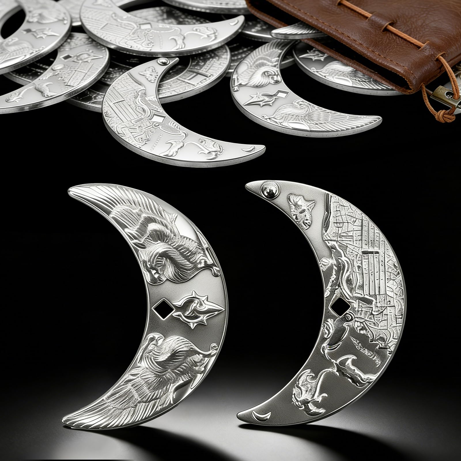 Byhoo 20 Fantasy Coins for DND Board Games Accessories & Leather Pouch of Waterdeep Metal Coins of Dungeons & Dragons Tablelap RPG Games Addons Medieval Game Retro Props