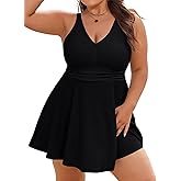 Arolina Women's Plus Size Tankini Swimsuits Two Piece Tummy Control Bathing Suits Hide Belly Swim Dress with Boy Shorts