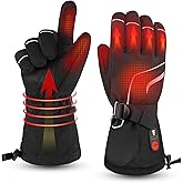 Heated Gloves for Men Women, Rechargeable 7.4V Battery Winter Electric Warming Ski Gloves with 3 Heat Modes Windproof Reflective for Skiing, Snowboarding, Motorcycle, Camping, Outdoor Work
