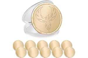 LAOZAI 10 Pieces Blank Challenge Coin Brass Laser Engraving Blanks 40mm Diameter Coin Blanks with Acrylic Protection Box Pattern for DIY Crafts Engraving
