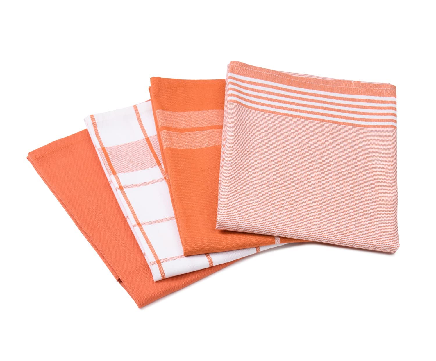 Gözze - Set of 4 Tea Towels, 100% Jacquard Cotton, High Weight Material (200 g/m²), 50 x 70 cm - Terra