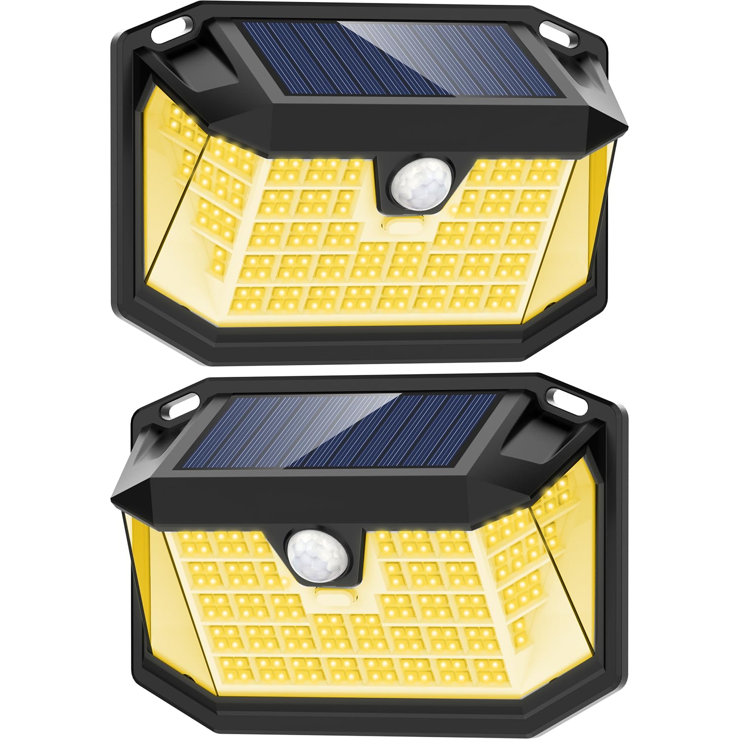 LANSOW Solar Security Lights Motion Sensor, 188 LED Solar Lights Outdoor Garden, 3 Modes Garden Lights Solar Powered Waterproof for Yard Wall Fence Door (2 Pack, Warm)