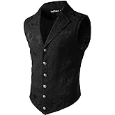 VATPAVE Mens Victorian Suit Vest Steampunk Gothic Waistcoat