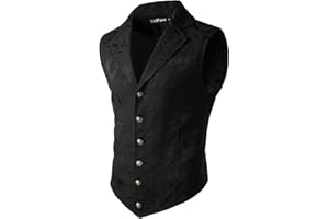 VATPAVE Mens Victorian Suit Vest Steampunk Gothic Waistcoat