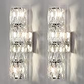 LOSNEOLAZ Crystal Wall Sconces Set of Two, Modern Sconces Wall Decor Set of 2 Chrome Bedroom Indoor Wall Sconce Bedside Wall 