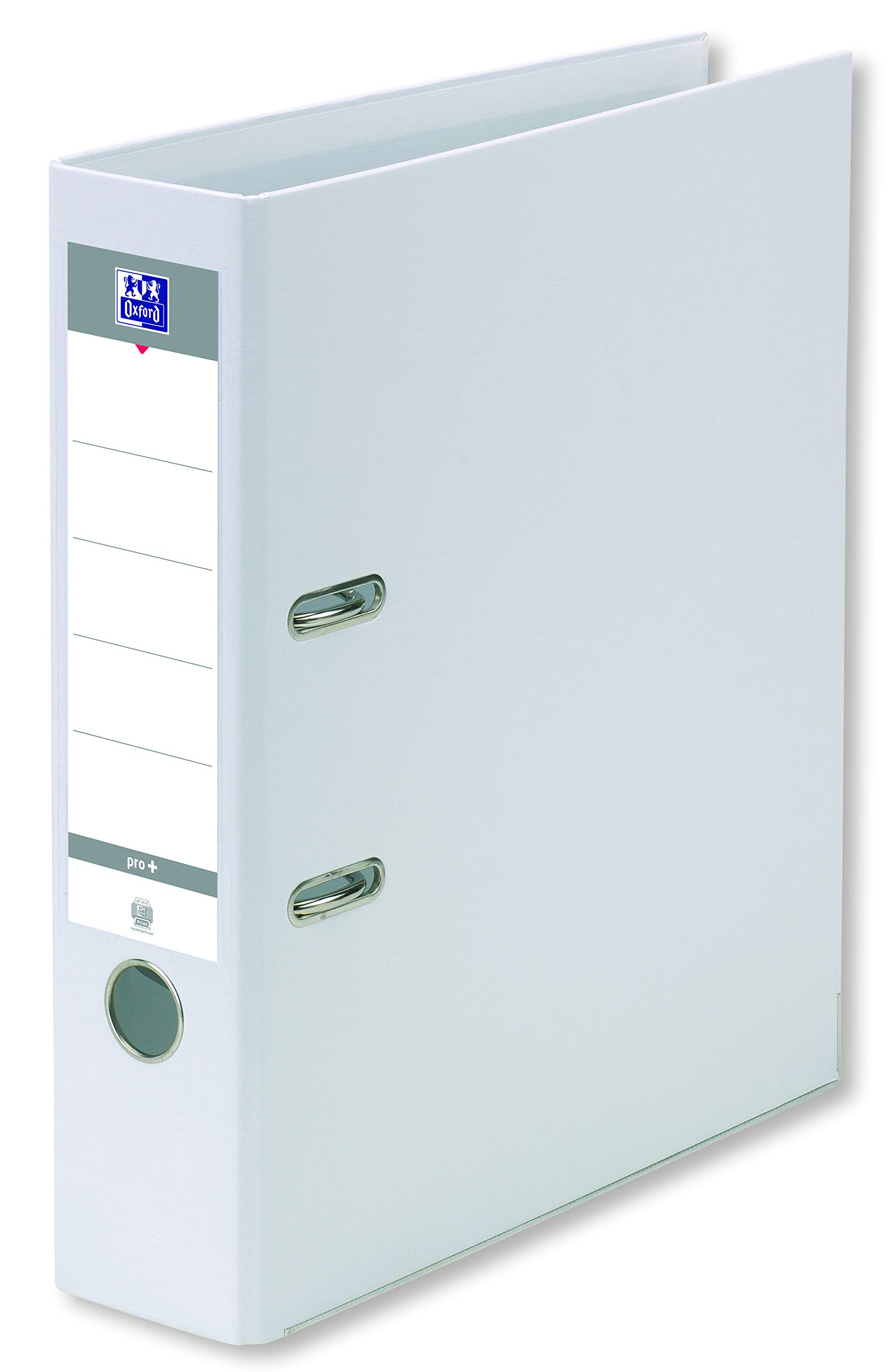 OXFORD Smart Pro + A4XL Lever Arch File 80 mm Spine 2 Rings Polypropylene Cover White
