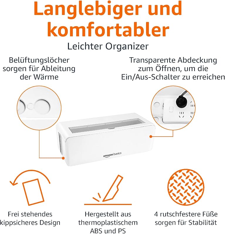 Kabelbox zum Verstecken und Organisieren von Kabeln- Groß,Weiß