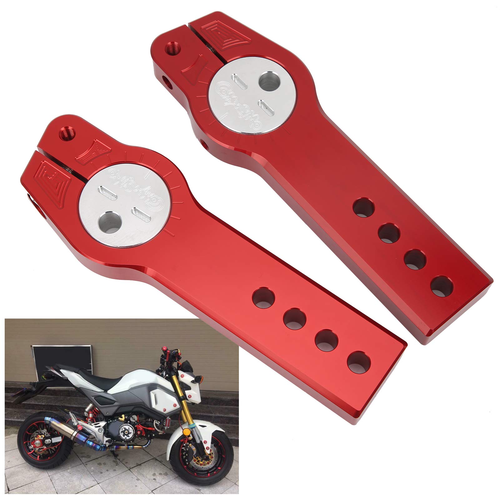 Photo 1 of Shanrya Motorcycle Accessories, Practical Rear Fork Extension Device, Red Sturdy Aluminum Alloy Suspension Refit Flat Forks Assy for MSX125 MSX125SF 2013-2020 Motorcycle