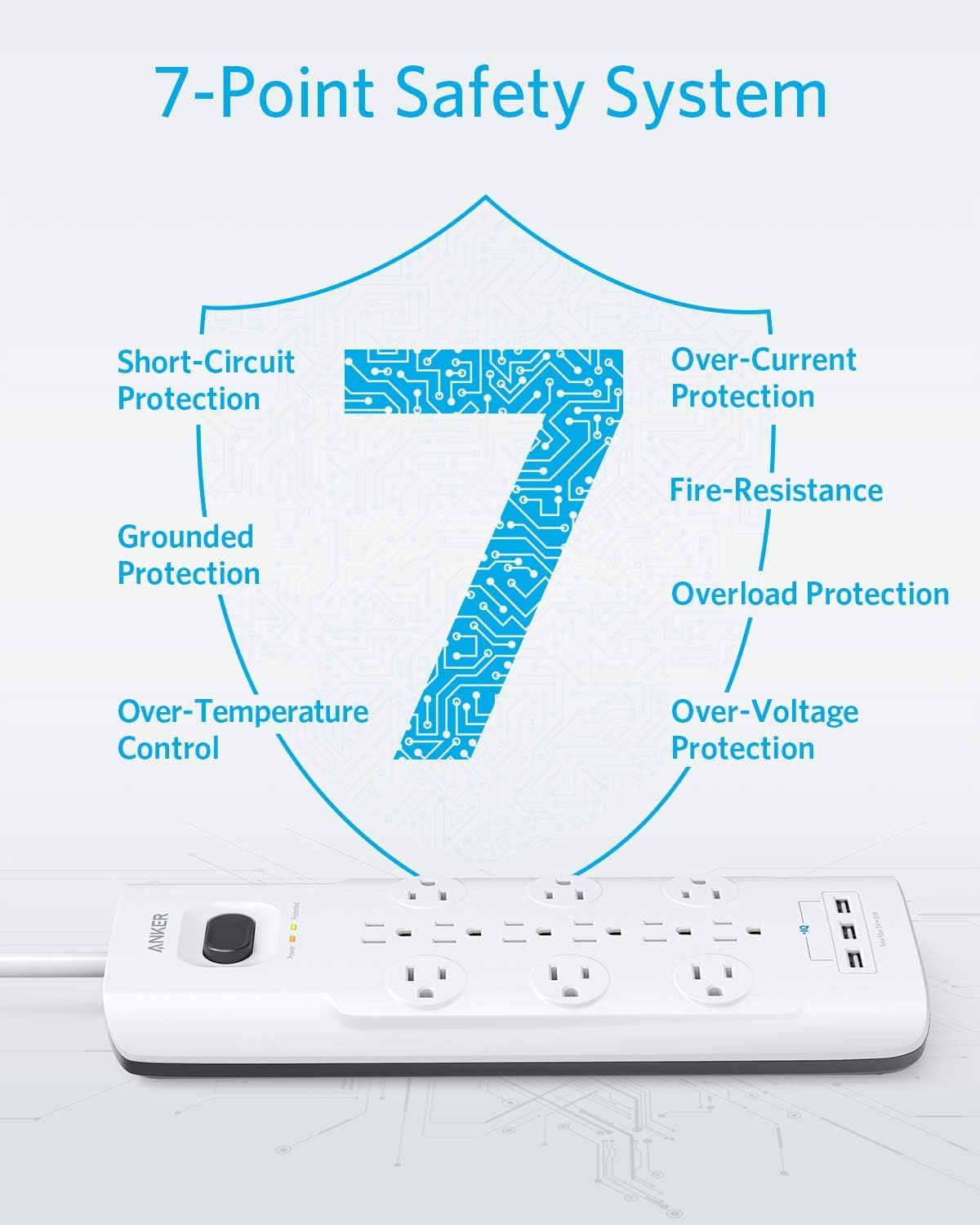 Anker Power Strip Surge Protector, 12 Outlets & 3 USB Ports with Flat Plug, PowerPort Strip With 6ft Extension Cord, PowerIQ for iPhone XS/XS Max/XR/X, Galaxy, for Home, Office, and More (4000 Joules): Electronics
