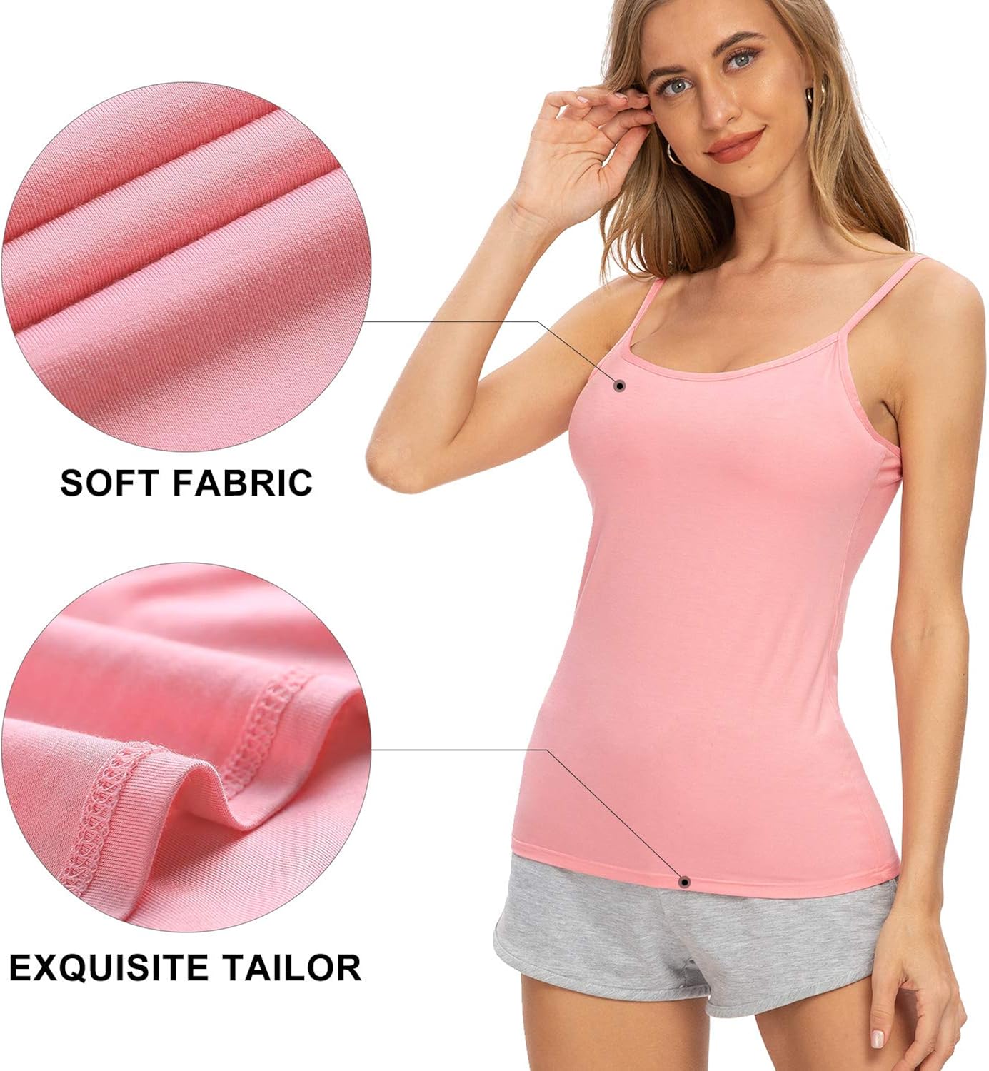 AMVELOP Adjustable Camisole for Women Spaghetti Strap Tank Top Camisoles at  Women’s Clothing store