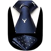 HISDERN Ties for Men Classic Animal Tie and Pocket Square Set Jacquard Woven Silk Neckties Handkerchief Wedding Party