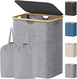 Lifewit 100L Laundry Basket with Lid Bamboo Handles Removable Inner Bag