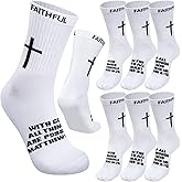 Glitopper 6 Pairs Christian Cross Socks with Bible Verse Religious Jesus Faithful Prayer Sock for Men Women Youth Church Gift