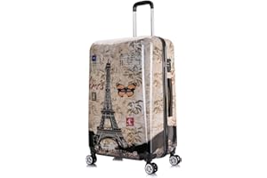 InUSA Paris Print Luggage with Spinner Wheels | Durable Lightweight Hardside Suitcase | Travel Bag with Handle and Trolley | 28-Inch Large Checked luggage