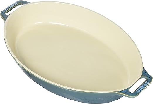 Amazon Com Staub Ceramics Oval Baking Dish 14 5 Inch Rustic Turquoise Kitchen Dining