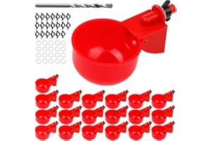 JELSVOP 20 Pack Chicken Water Cups, Automatic Chicken Waterer for Poultry Automatic Chicken Watering System, Long-Lasting Use Chicken Waters, Water Feeder Kit for Chick, Duck, Goose and Bunny