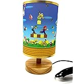 EDecor Table Lamp Boys Room Bedside Night Light Wood Base Room Decoration or Great Gift Ideas