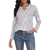 COCOMARTS Womens Waffle Knit V Neck Tops Long Sleeve Henley Shirts Casual Blouses Fall Winter Outfits 2025 Trendy Clothes