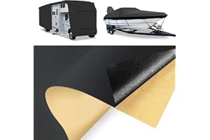 BOATPRO Boat Cover Repair Kit, 600D Super Stick Self-Adhesive Boat Cover Patch Repair Kit for Repairing Pool Cover, RV Cover, Awning, Waterproof Heavy Duty Canvas Repair Kit Black, 15" x 10",2 Pcs