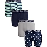 U.S. Polo Assn. Mens Boxer Briefs - 4 Pack 6'' Inseam Cotton Breathable Mens Underwear Boxer Shorts Pack with Contour Pouch
