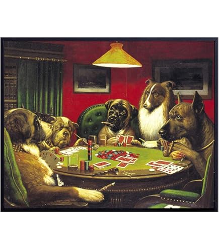 Tapisserie Vintage – Chiens Jouant Au Poker – 68x48 Pouces – Fabriquée En Italie